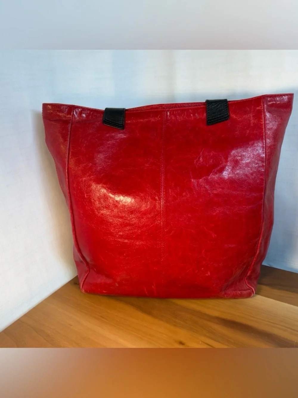 Ellington Red Patent Leather Tote Hobo‎ Shoulder Bag Distressed Large 16x13x4”